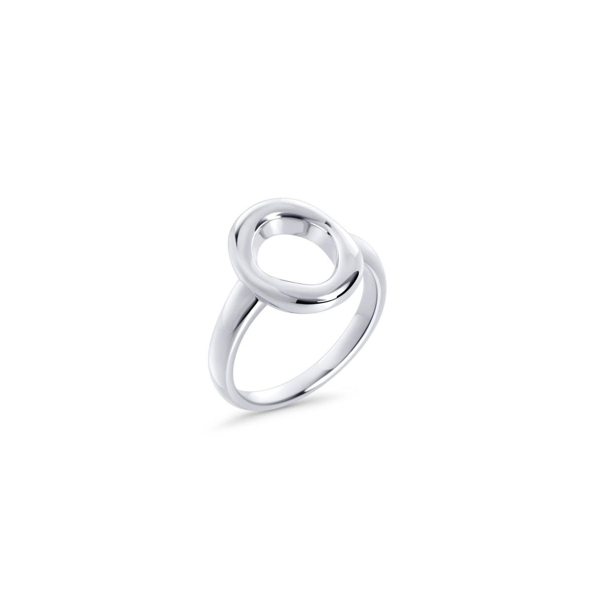 Modern oval ring in surgical stainless steel with smooth polished finish, hypoallergenic jewelry for sensitive skin, tarnish resistant, waterproof and durable for everyday wear in Canada.