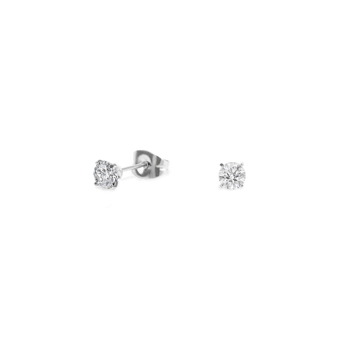 Stainless 4mm round cz stud earrings