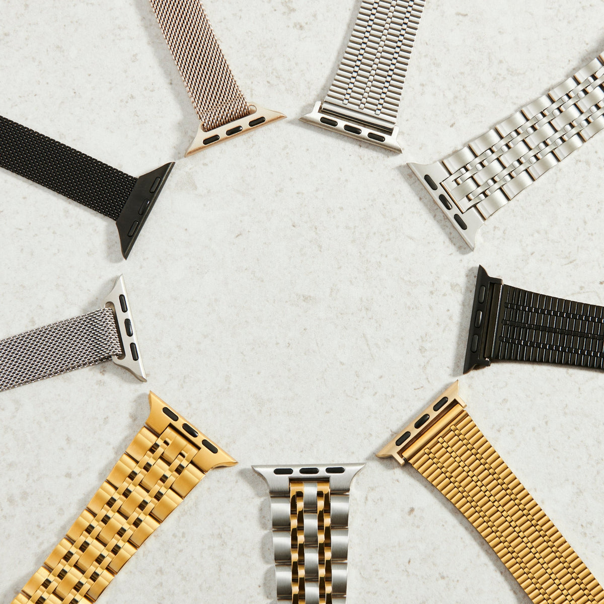 Stainless steel apple watch band silver gold black bracelet montre intelligente acier inoxydable argent or noir MIAJWL