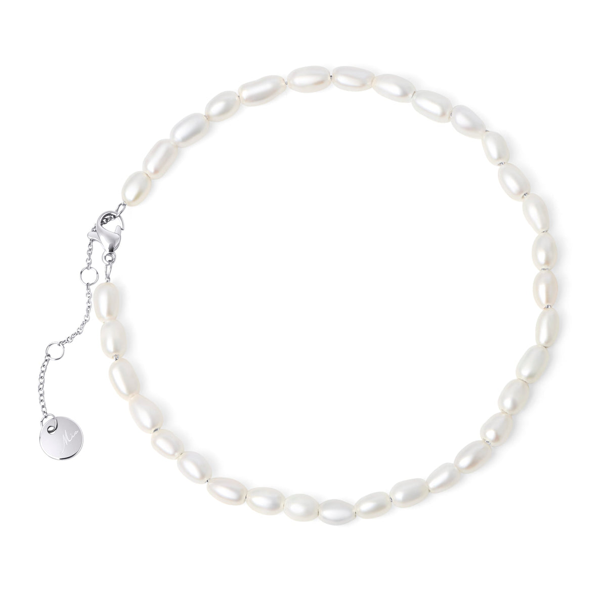 Chaîne cheville de perles en acier inoxydable argent écoresponsable et durable confortable pour la peau Mia Bijoux