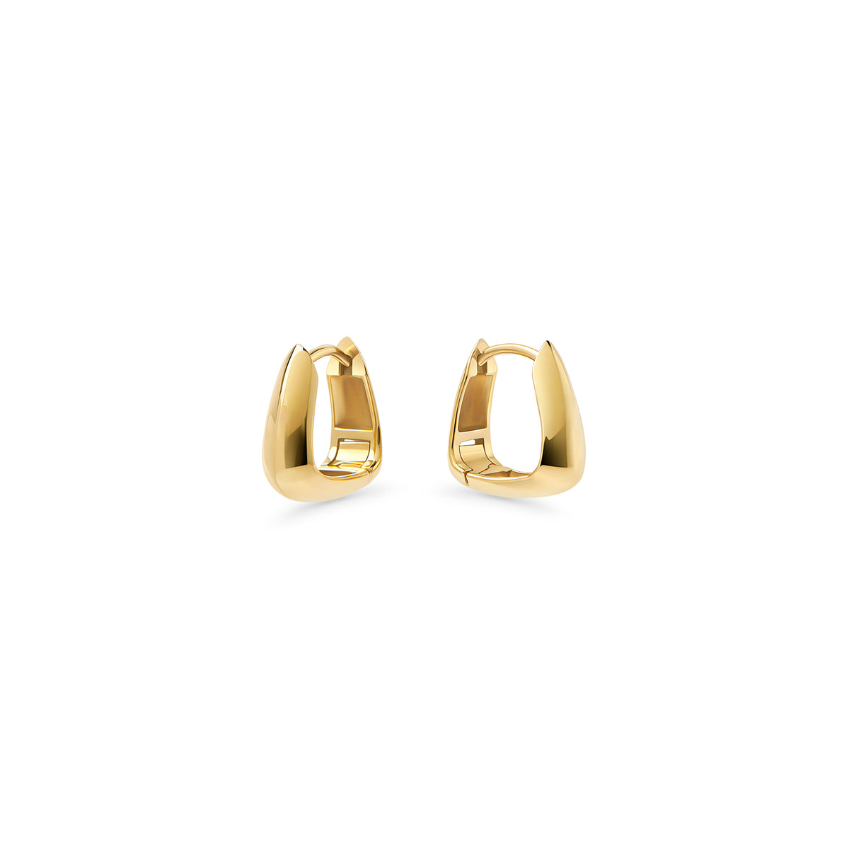 Hypoallergenic gold stainless steel triangle huggie earrings MIAJWL boucles d'oreilles dormeuses triangle acier inoxydable or sans risque d'allergie Mia Bijoux