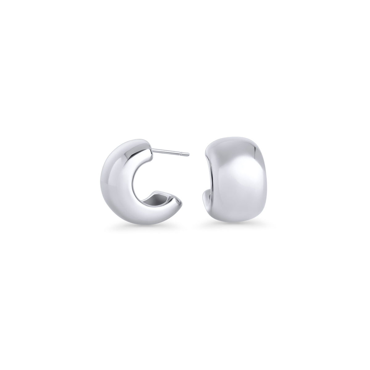 Silver chunky dome hoop earrings – allergy-free, waterproof & tarnish-resistant stainless steel earrings for sensitive ears, best everyday gold hoops for women by Mia Bijoux Canada