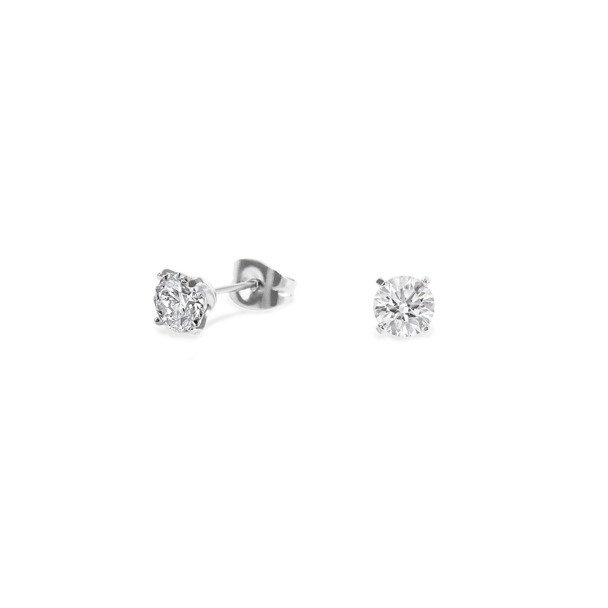 Stainless 5mm round cz stud earrings