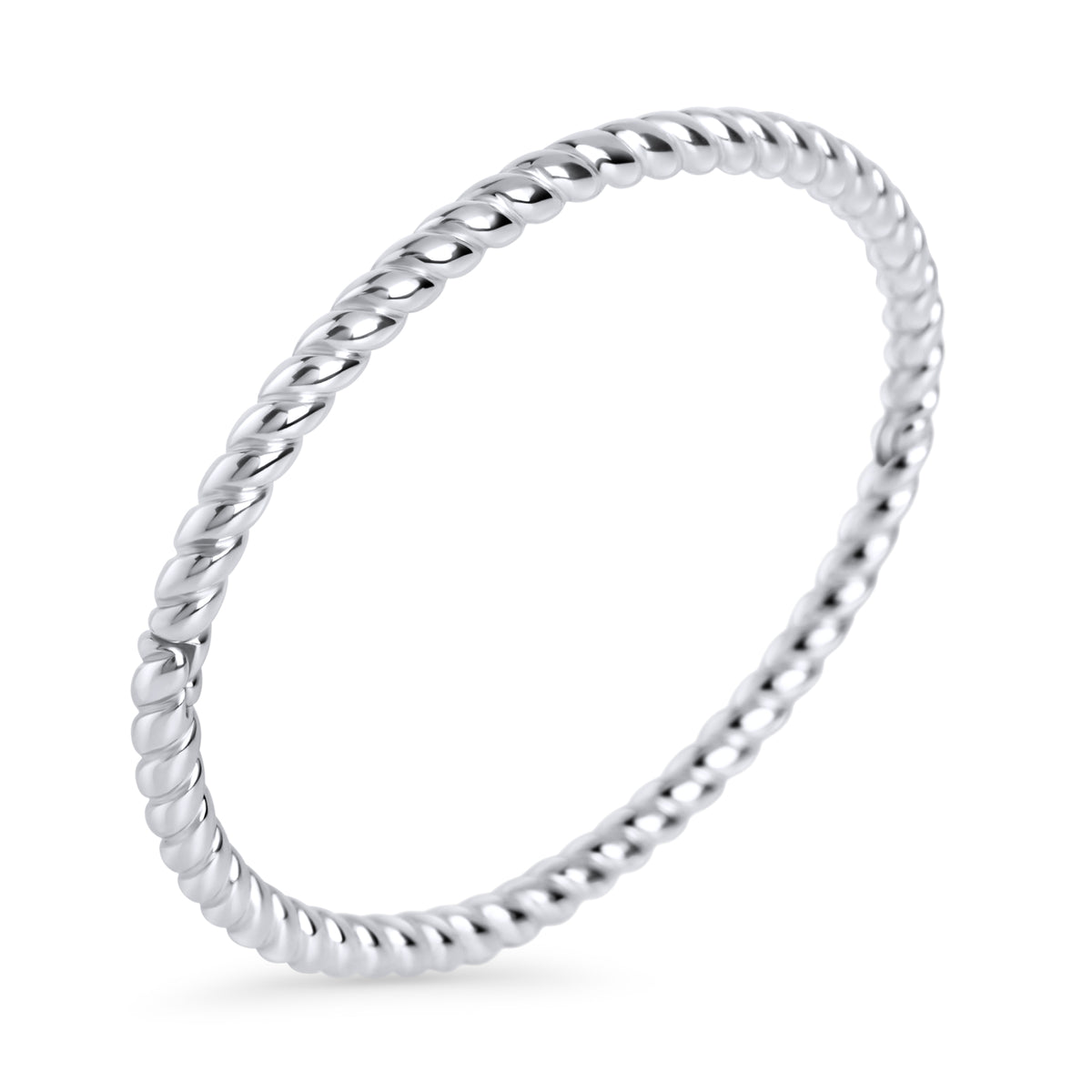 Silver twisted rope bangle bracelet – hypoallergenic, waterproof & non-tarnish stainless steel bangle for sensitive skin, affordable luxury jewelry by Mia Bijoux Canada