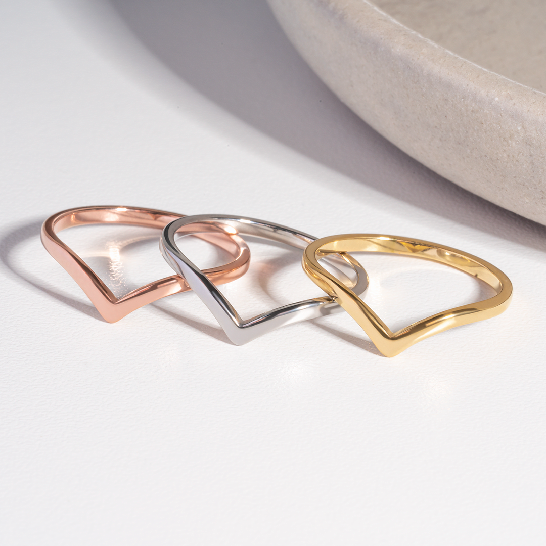 Bague V or ne ternit pas acier inox MIA
