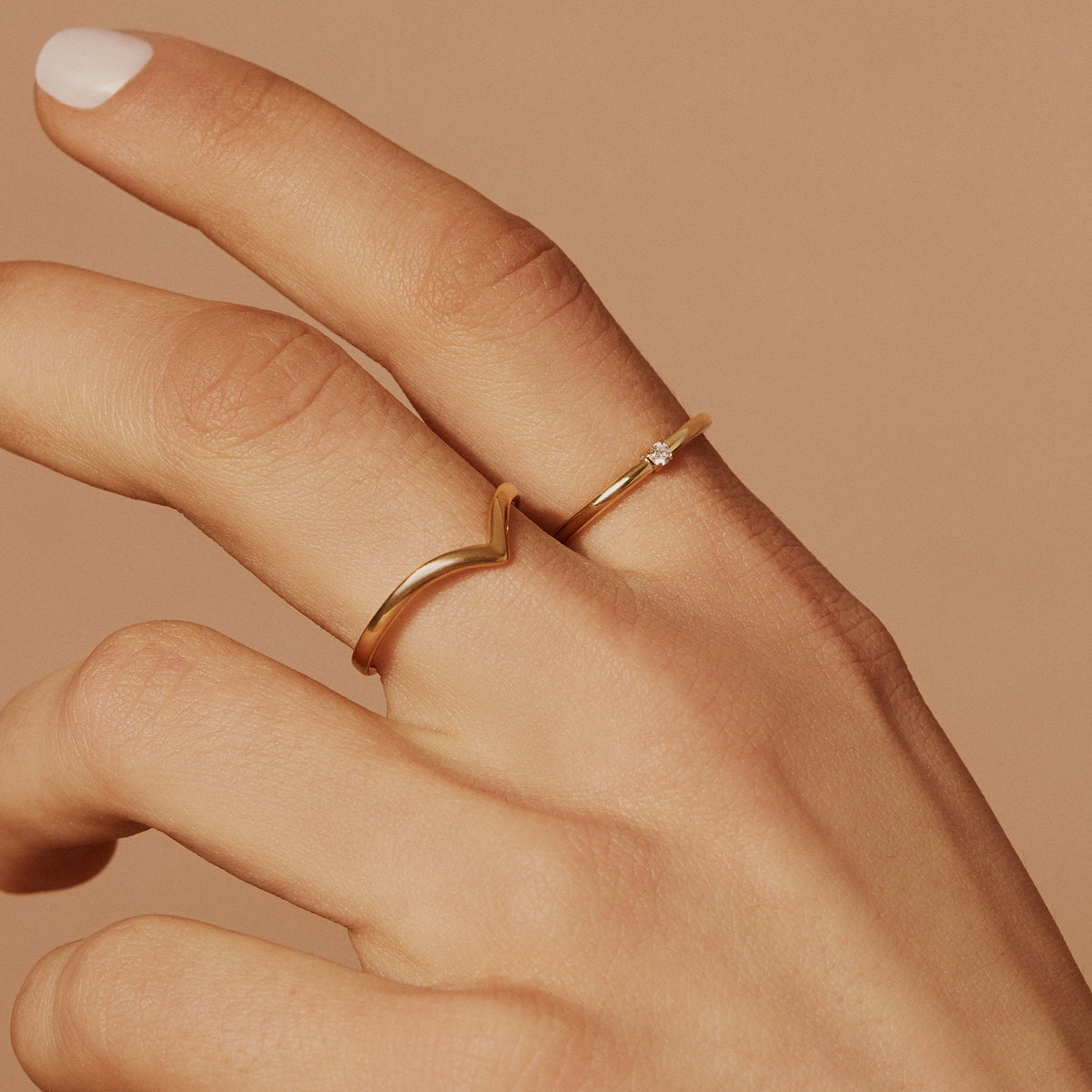 Engagement Gold Ring With Cubic Zirconia Sustainable Stainless Steel MIA